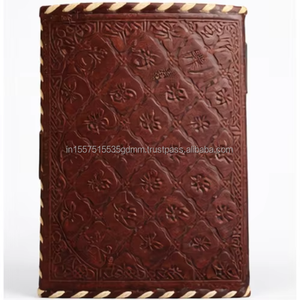 Atlasease Handmade Hand Painted Black Leather Journal Colorful Flower Art Vintage Customizable Notebook Dual Metal <b>Lock</b> Cord - Product Image 2