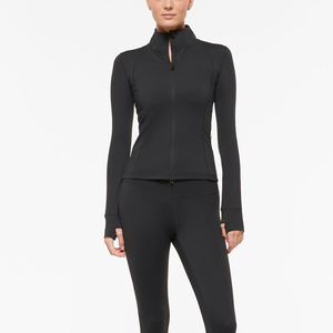 Wholesale Lightweight Plus Size <b>Yoga</b> <b>Jacket</b> Breathable Skinny Fit Active Running Training Gym Wear for Women - Product Image 2