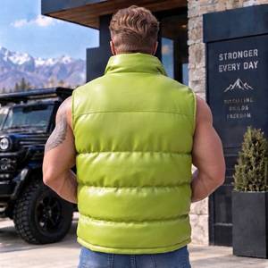 Chaleco de Cuero Genuino para Hombre |   Chaleco Acolchado sin Mangas, Chaleco de Piel de Oveja, Chaleco Cálido y Suave para Invierno - Product Image 6