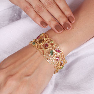 Bracelet en argent sterling 92,5 plaqué or avec tourmaline pour femme, idéal pour les fiançailles, les mariages et les fêtes - Product Image 3