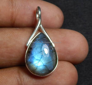 Colgante en forma de pera de Plata de Ley 925, colgante grande de labradorita hecho a mano, regalo de venta de San Valentín - Product Image 4