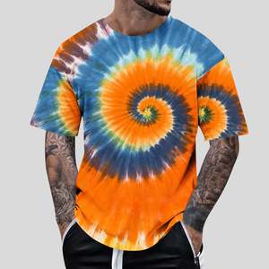 T-shirts tie-dye sur mesure OEM pour hommes, col rond oversize, 100% coton, haut décontracté, grandes tailles, coupe ample, confortable, t-shirt d'été - Product Image 1