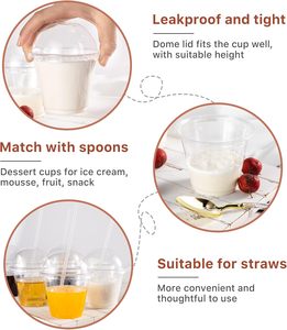 Clear PET Parfait Dessert Cups <b>with</b> Dome <b>Lids</b>, Disposable Food <b>Containers</b> for Commercial and <b>Takeaway</b> Use - Product Image 5