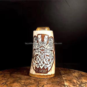 Mug en corne fait à la main de couleur naturelle, mug en corne de la meilleure qualité, mug à bière en provenance d'Inde - Product Image 2