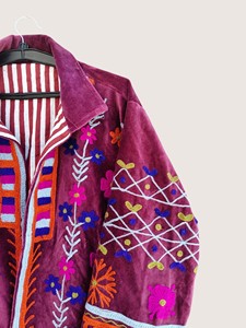 Suéter de Invierno para Mujer, Talla Grande, Ecológico, Estilo Bohemio, Bordado, de Algodón y Terciopelo, con Patrón Suzani, Manga Larga, Cuello Redondo - Product Image 4