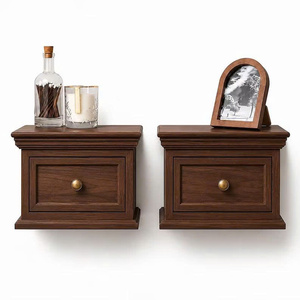 Wood Wall Mount Storage Box With <b>Drawer</b> Traditional Design For Living Room Home Furniture - Product Image 1