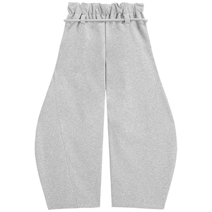 Brown Flare Sweatpants With Pink Print Elastic Waist Drawstring Casual Joggers 100% Cotton Midweight Autumn Wear - Product Image 3