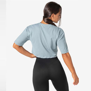 Top Deportivo Corto para Mujer, Verano, Corte Ajustado, 100% Algodón, Secado Rápido, para Gimnasio, con Color y Logotipo Personalizados (OEM) - Product Image 6