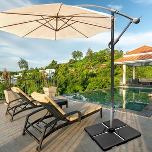 Set Base Ombrellone Quadrato Riempibile - 4 Pezzi con Manico a Imbuto, Telaio in Alluminio e Acciaio, Legno per Villa, Esterni, Hotel, Giardino, Parco - Product Image 2