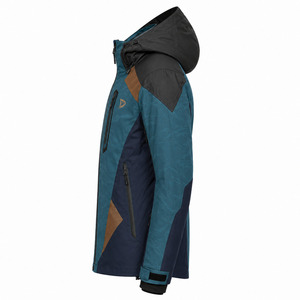 Veste de ski imperméable à capuche pour homme, en polyester respirant, coupe-vent, color-block, pour activités de plein air - Product Image 3