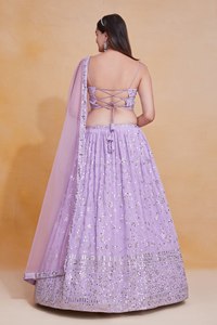 Increíble Lehenga de Georgette Color Lavanda Claro con Bordado Zari - Product Image 3