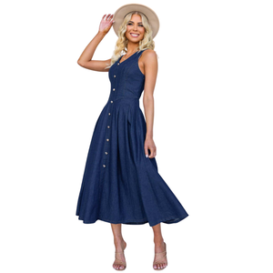 Vestido Vaquero sin Mangas Personalizado para Mujer, Ropa Casual de Verano de Alta Calidad, Venta al Por Mayor de Fábrica - Product Image 4