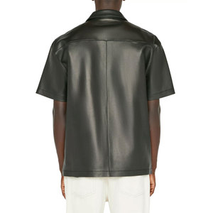 Wholesale Quick Dry <b>Half</b> Sleeve Men Leather <b>Shirt</b> Latest Design Breathable Leather <b>Shirt</b> Affordable Price OEM and ODM Service - Product Image 2