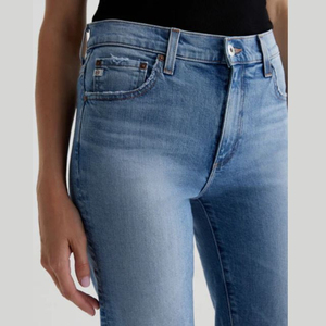 Pantalon en jean stretch taille haute pour femme, coupe slim, confortable, décontracté, style streetwear, en coton, jean court, design tendance - Product Image 2