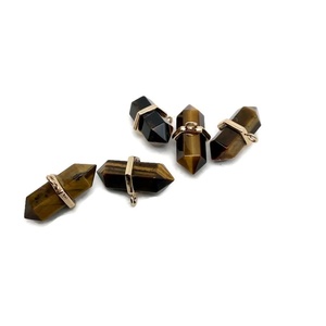 Colgante de cristal de ojo de tigre natural doblemente terminado, pulido, para fabricación de joyas al por mayor - Product Image 2