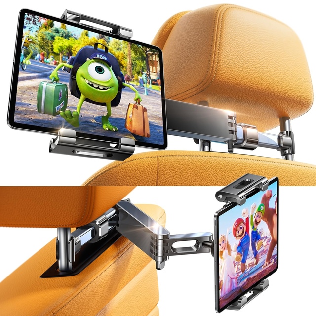 LISEN Extendable Tablet iPad Car Holder Back Seat Mount for Kids Road Trip Essentials Compatible with 2026 iPad Pro Fire Tablet