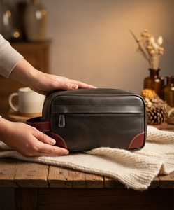 Custom Made Premium Leather <b>Toiletry</b> <b>Bag</b> <b>Men</b> Travel <b>Bag</b> Shaving Kit <b>Bag</b> & <b>Toiletry</b> Organizer Full Grain Leather Black Color - Product Image 5