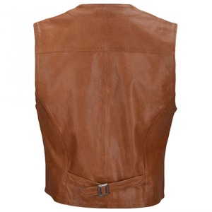 Men's <b>Brown</b> V-Neck Leather Look <b>Vest</b> Casual Outerwear Single Breasted With Button Closure Regular Fit Solid Color Top Quality - Product Image 2