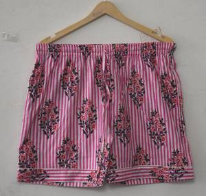 Ensemble de pyjama élégant pour femmes en coton rayé rose et blanc imprimé à la main, vêtements de nuit, vêtements de détente pour l'été - Product Image 3