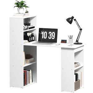 "6-Tier Industrial Wood PC <b>Desk</b> with 6-Tier Storage Shelves for Home Office" - Product Image 1