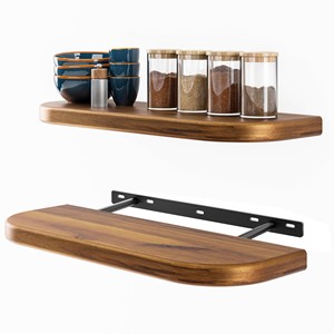 Estante de Pared Industrial de Madera de Acacia con Soporte Metálico - Gris Envejecido - Product Image 1
