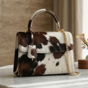 Bolsos de Mano de Cuero Vacuno Personalizados, Clásicos y de Moda para Mujer, de Cuero Genuino de Lujo, con Asa Superior Desmontable y Bolsillo para Teléfono Celular - Product Image 1