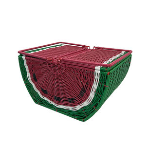 Colorful Plastic Rattan Handheld <b>Woven</b> <b>Basket</b> for Home Decor and Storage - Product Image 2