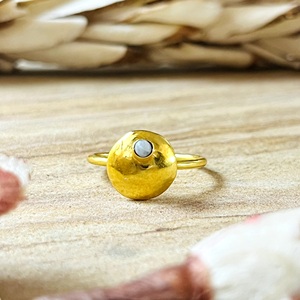 Unique Design Minimalist Moonstone <b>Ring</b> Boho Brass Band Women 18k Gold Plated Dainty Geometric <b>Dome</b> Statement Wholesale/OEM/ODM - Product Image 1