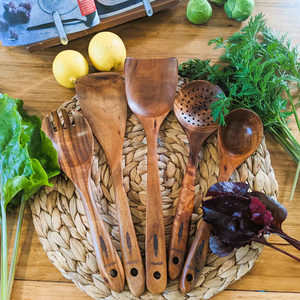 <b>Wood</b> <b>Spoon</b> <b>Set</b> 5 Pcs Natural Teak <b>Wood</b> Cooking Utensils <b>Set</b> for Kitchen, <b>Spoon</b> <b>Set</b> By B H Brothers - Product Image 1