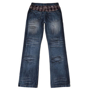 Jeans en denim tricoté taille haute pour hommes, style vintage avec effet moustaches, couleur unie, streetwear hip-hop, de haute qualité, personnalisables, vente en gros - Product Image 2