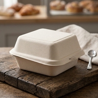 Boîte à clapet pour emballage alimentaire jetable, conteneur à emporter en fibre moulée