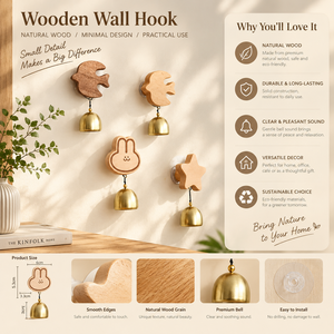 Timbre de Puerta de Madera Moderno de Primera Calidad WEWOOD, Campana Decorativa de Pared de Alta Calidad - Product Image 2
