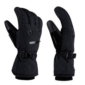 Gants de ski et de snowboard pour hommes en cuir, imperméables, coupe-vent, à doigts entiers, compatibles avec les écrans tactiles, isolés, avec sangles de poignet réglables - Product Image 4