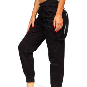 Women's <b>Black</b> <b>Skinny</b> Full-Length Fleece <b>Cargo</b> <b>Pants</b> with Elastic High Waist Zipper Fly Workwear Winter - Product Image 4