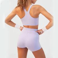 Set Celana Pendek Yoga Kasual Wanita Stylish Dua Potong Pakaian Olahraga Spandex/Katun Skinny Fit Nyaman Fleksibel untuk Gerakan di Gym