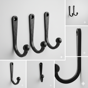 ตะขอแขวนผนังเหล็กหล่อแบบโบราณ งานฝีมือ แข็งแรงทนทาน สไตล์เรียบง่าย ชุด 3 ชิ้น สีดำ สำหรับแขวนเสื้อโค้ทและหมวก เหมาะสำหรับทางเข้าโรงแรม - Product Image 3