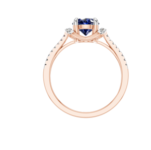 Bijoux fins Halo uniques pour femmes 14K/18K or rose blanc massif classique coupe ovale saphir bleu naturel bagues en pierres précieuses pour - Product Image 4