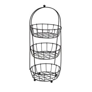Black Metal Wire Storage <b>Basket</b> Rack with Two <b>Rectangular</b> Bins for Kitchen Organization - Product Image 6