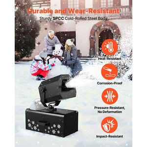 Macchina per la Neve da 2000W ad Alta Potenza con Telecomando Wireless/Cablato, Testa Orientabile a 90 Gradi, Generatore di Neve per Copertura di Ghiaccio Secco - Product Image 5