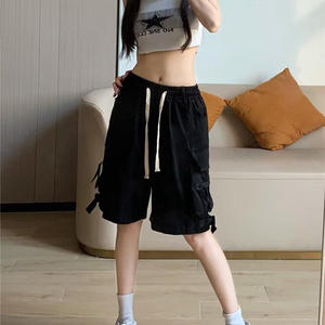 Shorts cargo taille haute en polyester, style américain estival, passe-partout, avec grandes poches, respirants et décontractés - Product Image 5