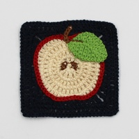 Applique en crochet personnalisée de 7 cm, motif pomme, textile de maison, carré indéformable, à coudre, patchs de fruits pour vêtements