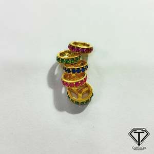 Cuentas espaciadoras pavé chapadas en oro de 18K, rondelas de rueda de plata de ley 925 de 7mm de diámetro, accesorios de joyería - Product Image 4