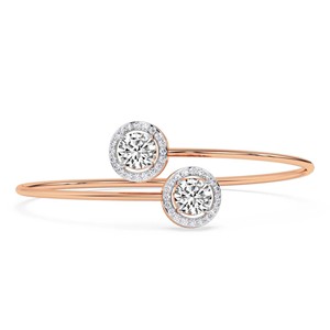 Brazalete Celina Halo Flexi de Oro Rosa de 14 Quilates con Diamantes de Laboratorio (1 Ct.) Tw. Pulseras y Brazaletes de Diamantes Elegantes y de Lujo, Joyería al por Mayor - Product Image 1