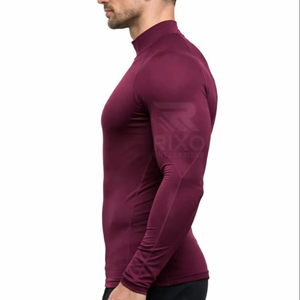 Wholesale Customized Front Logo Men Knitted <b>Compression</b> <b>Shirts</b> Long Sleeve Breathable Eco-Friendly Quick Dry Spandex/Polyester - Product Image 6