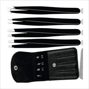 Ensemble de pinces à sourcils et cils en acier inoxydable multicolores de haute qualité CHC, durables, avec pointe arrondie, 4 pièces - Product Image 3