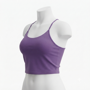 Débardeur en tricot pour femme, couleur unie, col rond, en spandex et polyester, respirant, style décontracté, longueur courte - Product Image 1