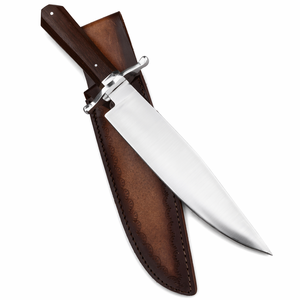 Couteau Bowie à pointe clip faite à la main par Edge Master Manufacture, lame en acier au carbone, manche en bois, étui en cuir, 15 pouces, DIY/Industriel - Product Image 1