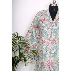 Chemisiers en coton élégants de style bohème pour femmes, chemisiers en coton faits à la main, imprimés de fleurs, robe chemise bohème, tenue de soirée, robe décontractée, chemisier en coton - Product Image 2