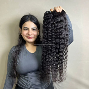 Extensiones de cabello humano Remy indio virgen 100%, estilo de onda profunda suelta rizada cruda Natural y elegante - Product Image 1