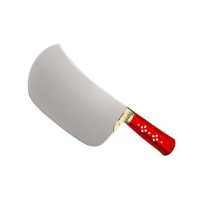 Couteau à viande robuste PK-DR, manche en bois rouge, lame courbée argentée, poignée rivetée avec embout doré, couteau de boucher pour couper la viande - Product Image 1